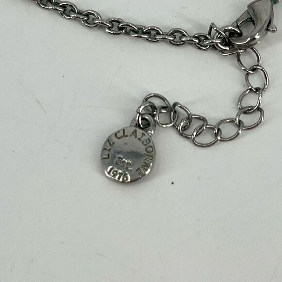 Liz Claiborne Vintage long chain sparkling colored dainty chic necklace silverto - Picture 4 of 4